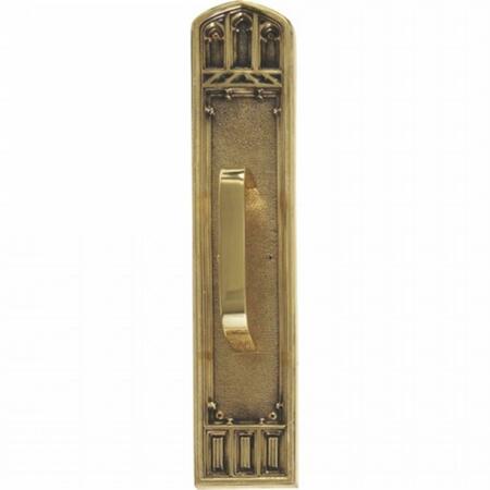 BRASS ACCENTS Oxford Pull Plate with Traditional Pull, Highlighted Brass Finish - 3.38 x 18 in. A04-P5841-TRD-610